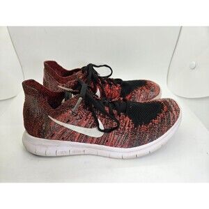 Nike Free RN Flyknit 2017 Shoes Womens 7.5 Red Running Athletic Workout Sneakers